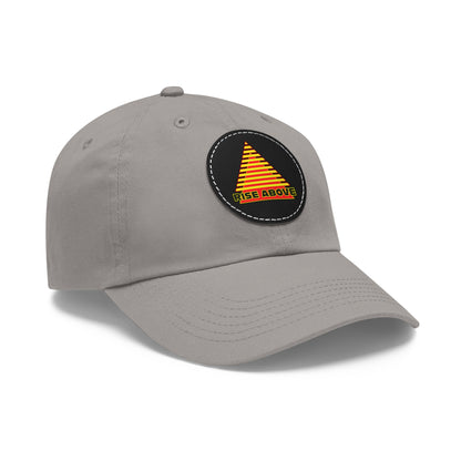 RISE ABOVE Red and Yellow, Dad Hat with Leather Patch (Round)