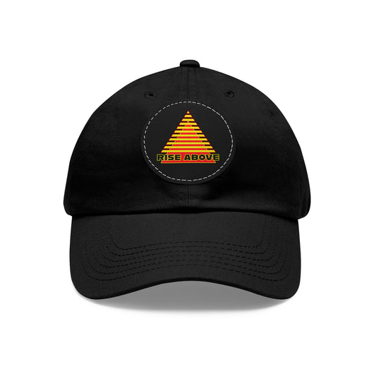 RISE ABOVE Red and Yellow, Dad Hat with Leather Patch (Round)