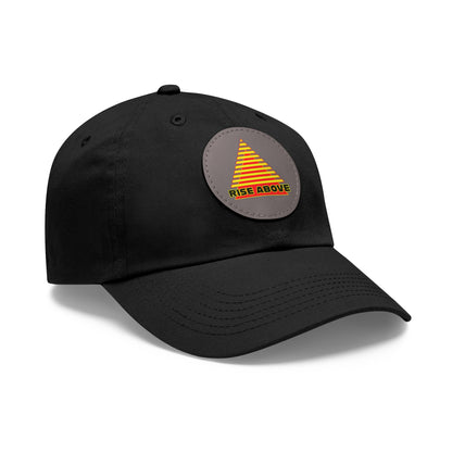 RISE ABOVE Red and Yellow, Dad Hat with Leather Patch (Round)