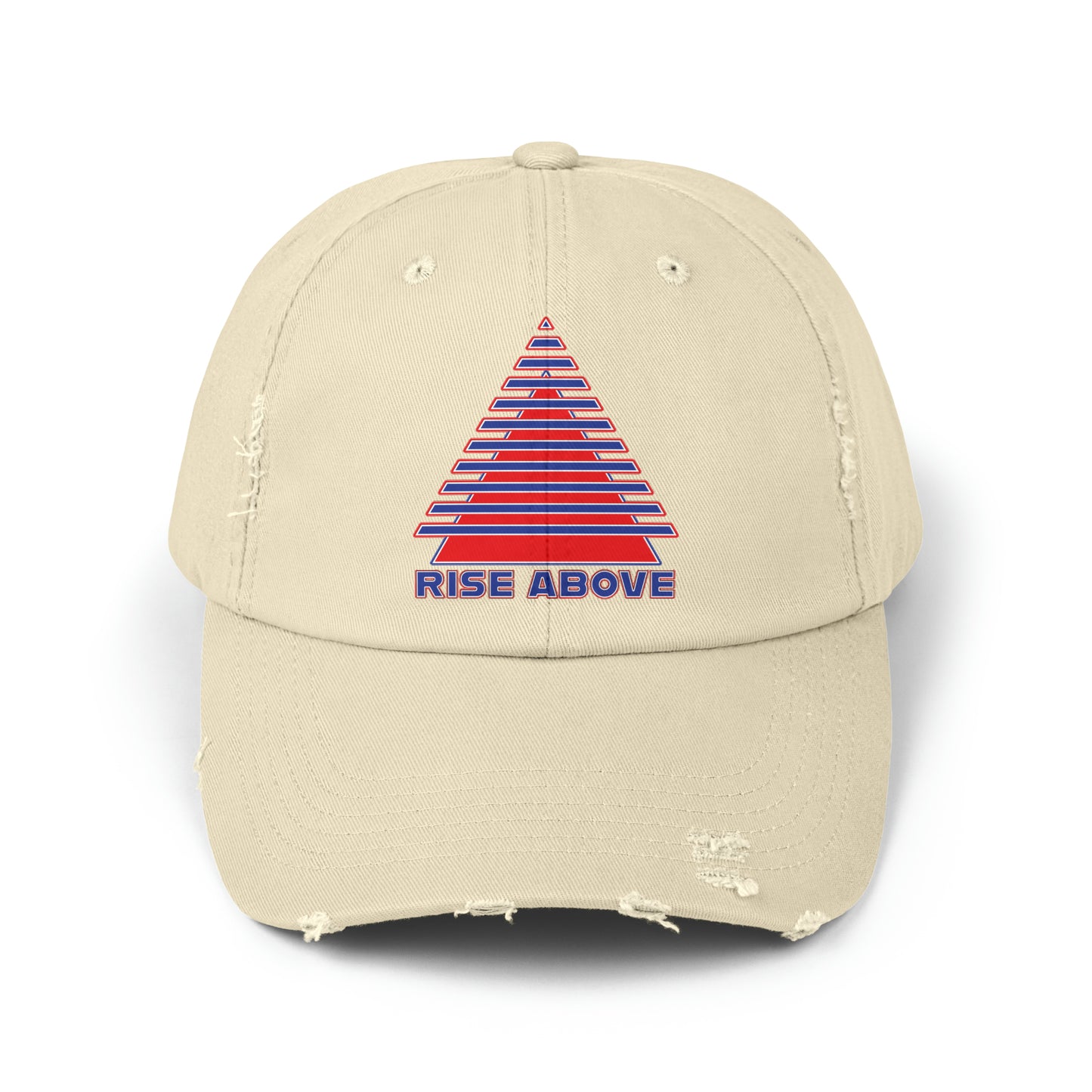 RISE ABOVE Red, White and Blue Unisex Distressed Cap