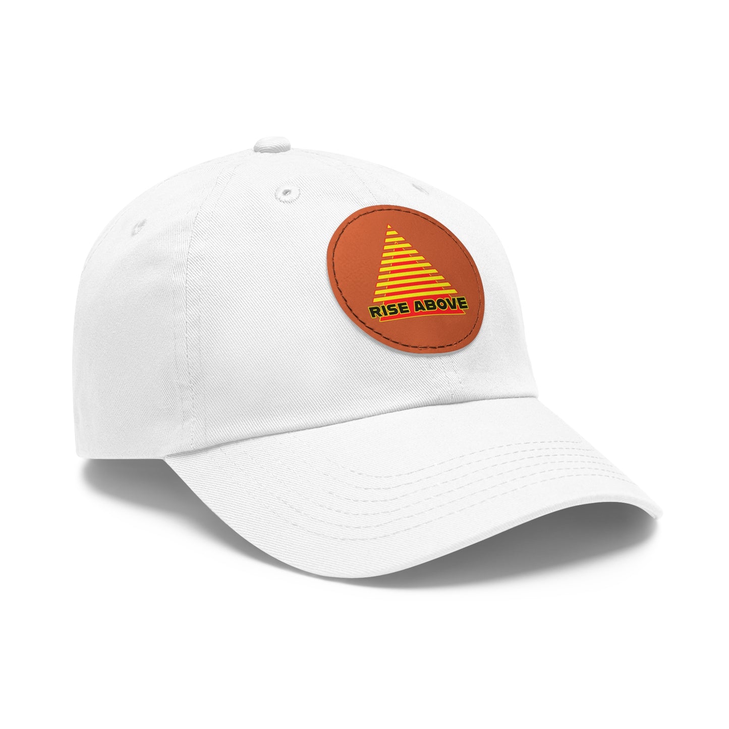 RISE ABOVE Red and Yellow, Dad Hat with Leather Patch (Round)