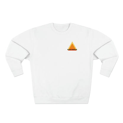 RISE ABOVE presented in yellow and red. Unisex Crewneck Sweatshirt