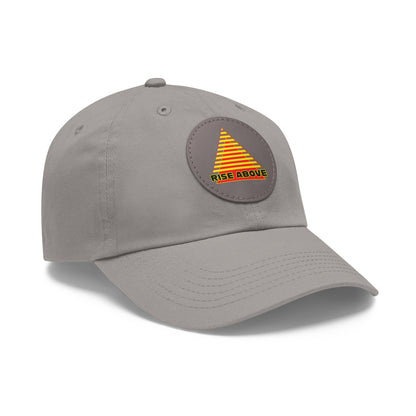 RISE ABOVE Red and Yellow, Dad Hat with Leather Patch (Round)