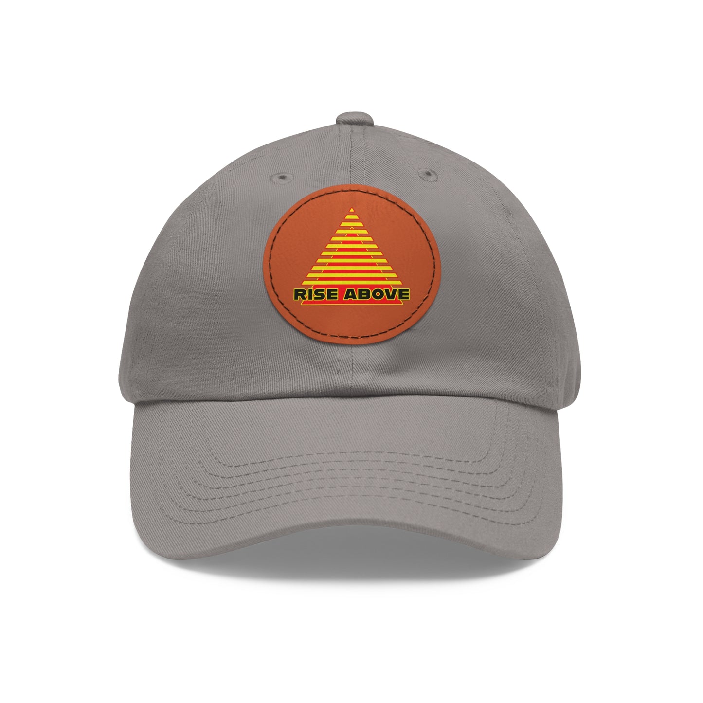 RISE ABOVE Red and Yellow, Dad Hat with Leather Patch (Round)