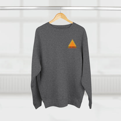 RISE ABOVE presented in yellow and red. Unisex Crewneck Sweatshirt