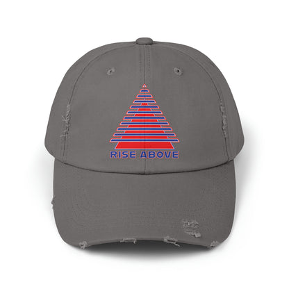 RISE ABOVE Red, White and Blue Unisex Distressed Cap