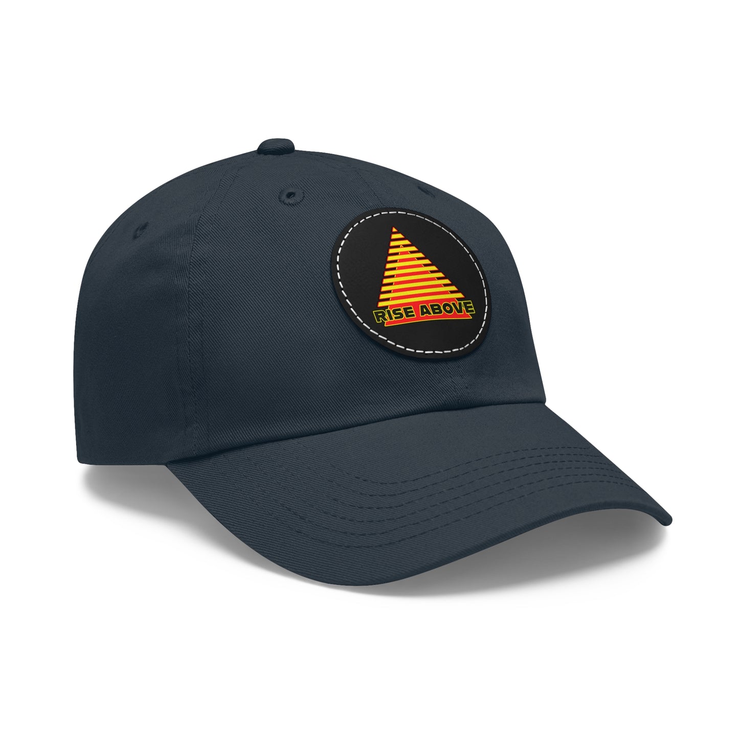 RISE ABOVE Red and Yellow, Dad Hat with Leather Patch (Round)