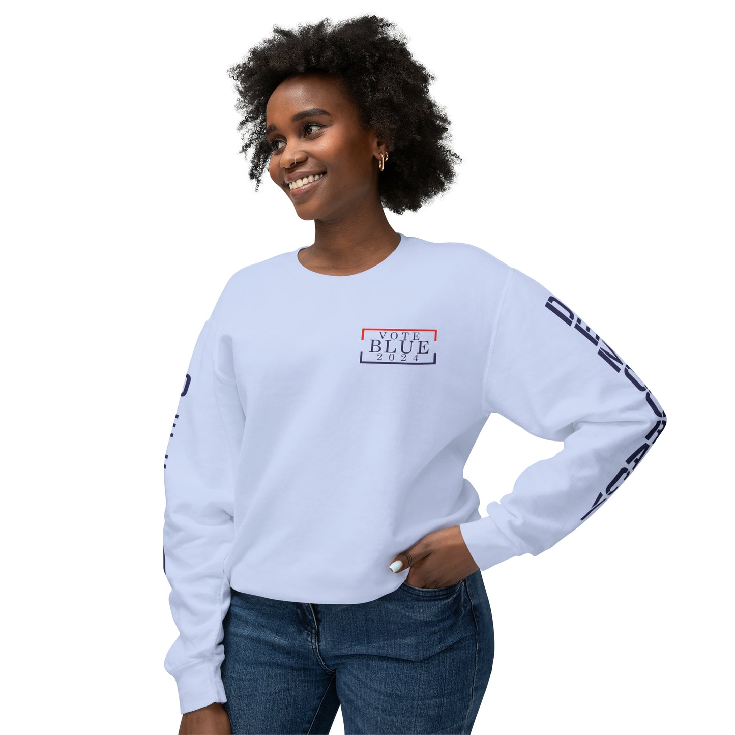 Vote Blue- Sweep the Floor in 2024 Unisex Lightweight Crewneck Sweatshirt