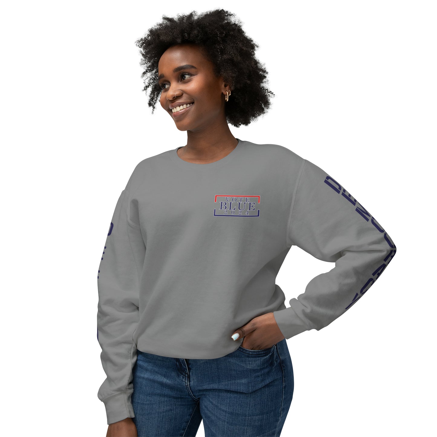 Vote Blue- Sweep the Floor in 2024 Unisex Lightweight Crewneck Sweatshirt