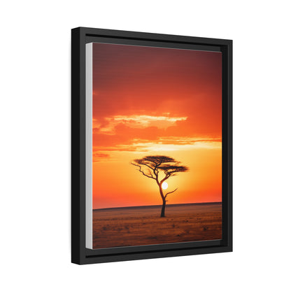 Kenya Sunset Acacia Tree Matte Canvas, Black Frame