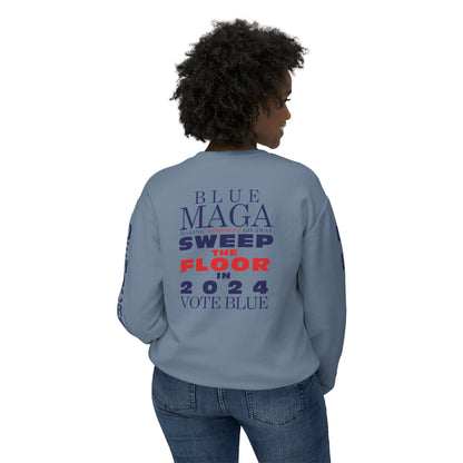 Vote Blue- Sweep the Floor in 2024 Unisex Lightweight Crewneck Sweatshirt