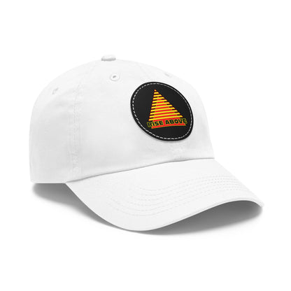 RISE ABOVE Red and Yellow, Dad Hat with Leather Patch (Round)