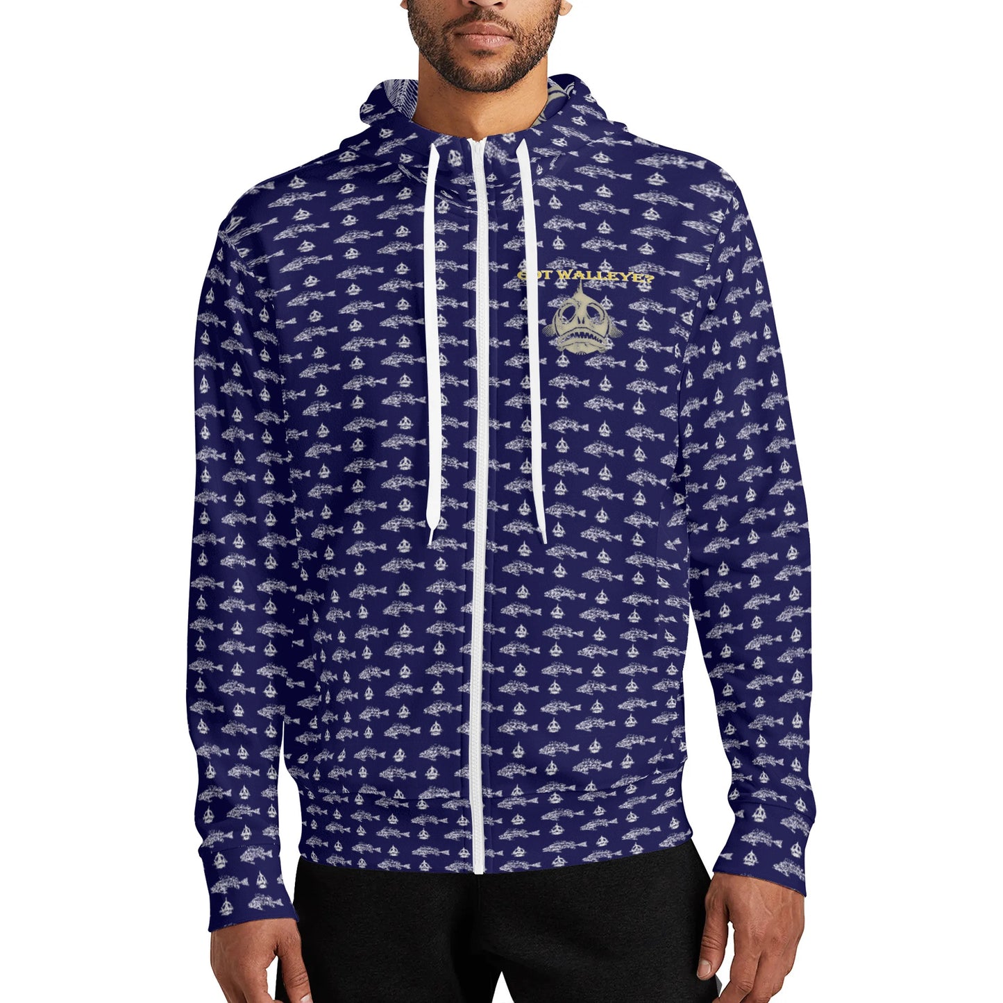 JOLLY WALLY GOT WALEYE-YOU BETCHA Minnesota Adult Full Zip Turtleneck Hoodie Outdoor wear