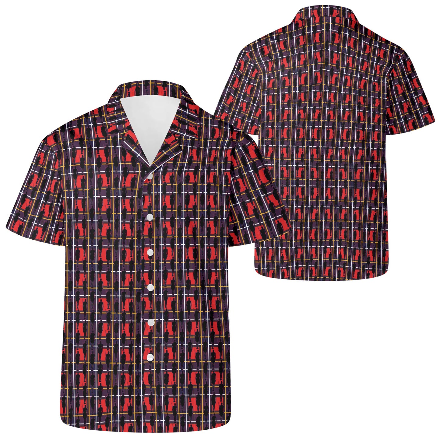 MAASAI TRADITIONAL PRINT WITH MAASAI SHILOUETTE Mens All Over Print Casual Hawaiian Shirt