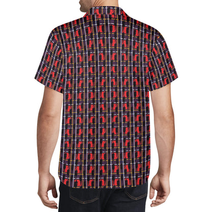 MAASAI TRADITIONAL PRINT WITH MAASAI SHILOUETTE Mens All Over Print Casual Hawaiian Shirt