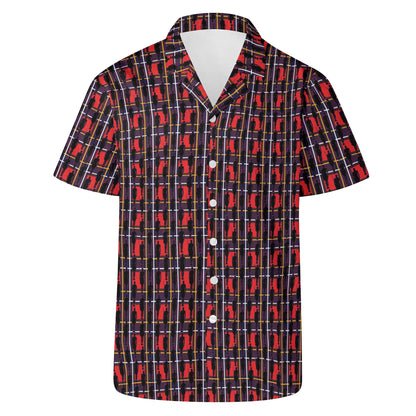 MAASAI TRADITIONAL PRINT WITH MAASAI SHILOUETTE Mens All Over Print Casual Hawaiian Shirt