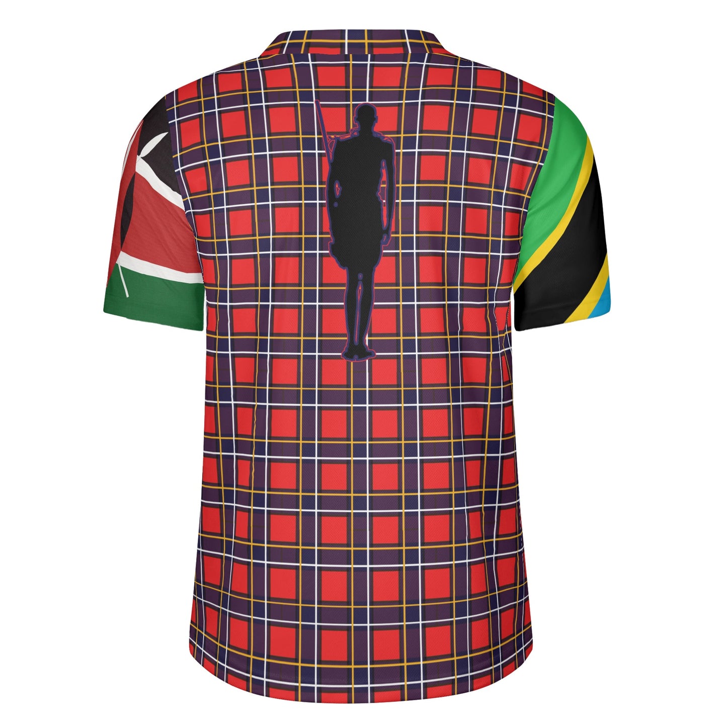 MAASAI SHUKA PRINT - KENYA / TANZANIA SLEEVES Mens All Over Print Football Rugby Jersey