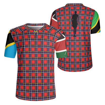 MAASAI SHUKA PRINT - KENYA / TANZANIA SLEEVES Mens All Over Print Football Rugby Jersey