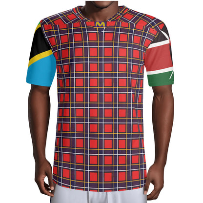 MAASAI SHUKA PRINT - KENYA / TANZANIA SLEEVES Mens All Over Print Football Rugby Jersey