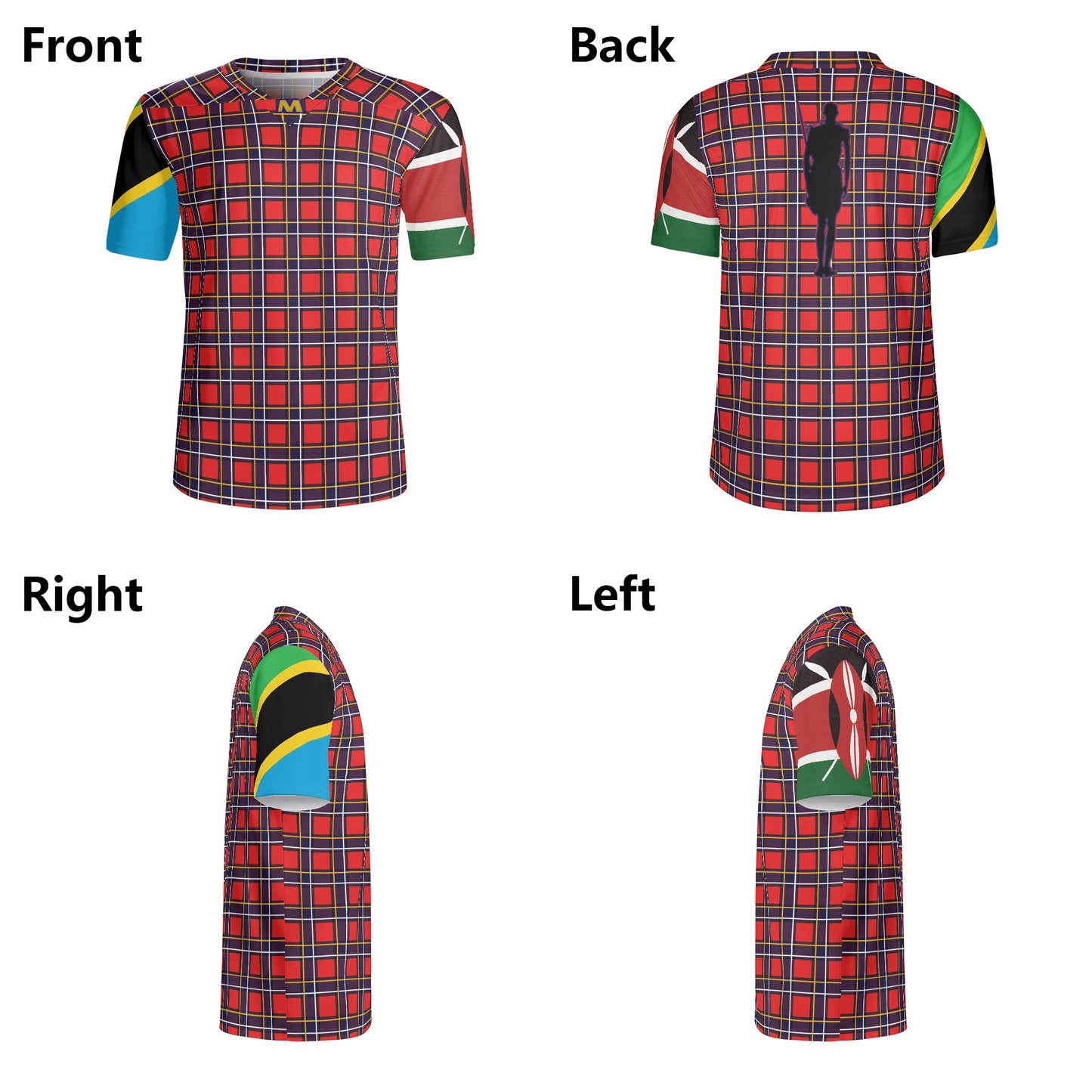 MAASAI SHUKA PRINT - KENYA / TANZANIA SLEEVES Mens All Over Print Football Rugby Jersey