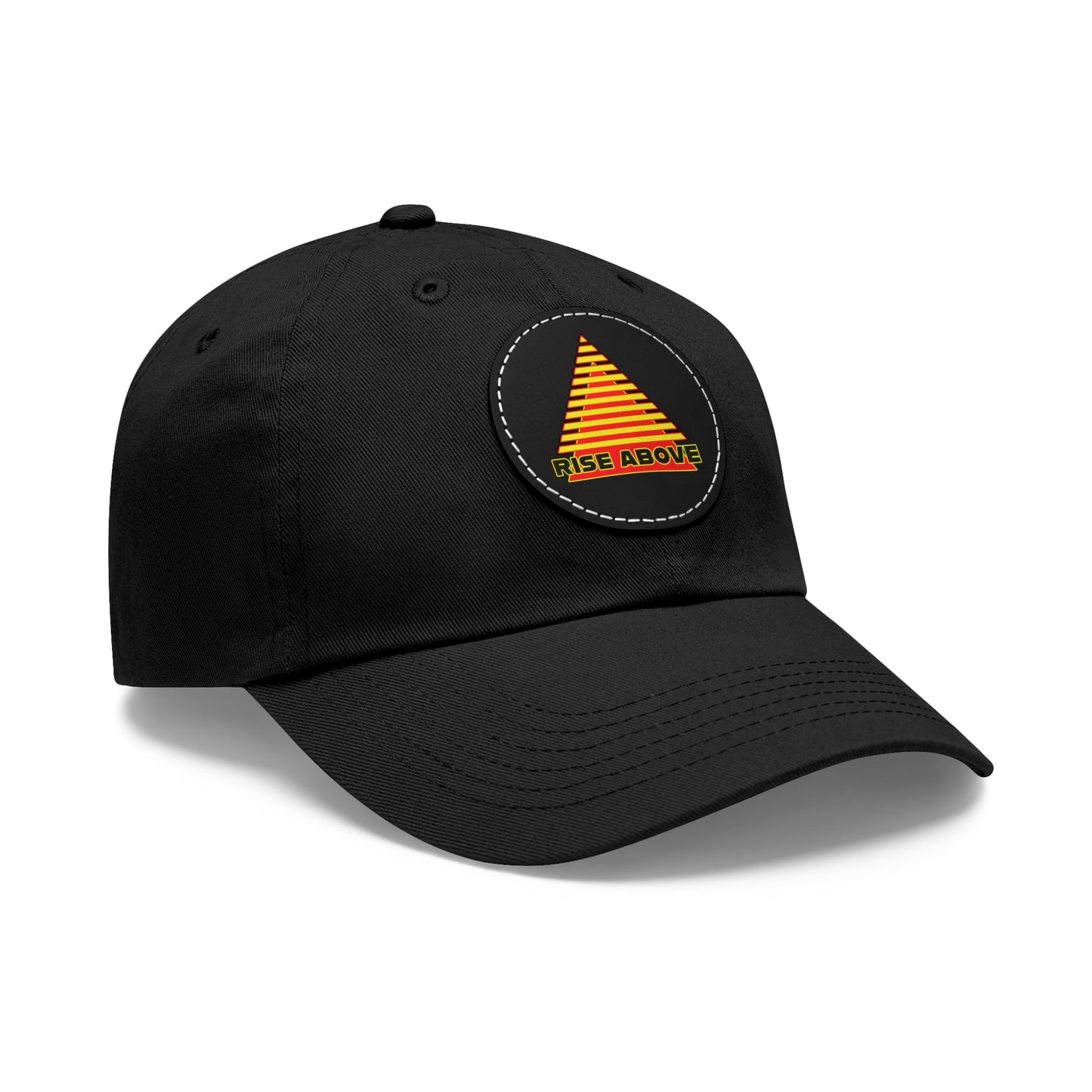 RISE ABOVE Red and Yellow, Dad Hat with Leather Patch (Round)