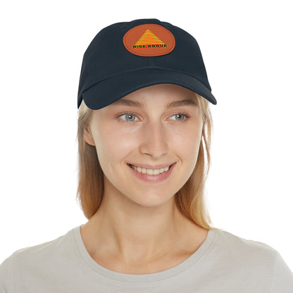 RISE ABOVE Red and Yellow, Dad Hat with Leather Patch (Round)