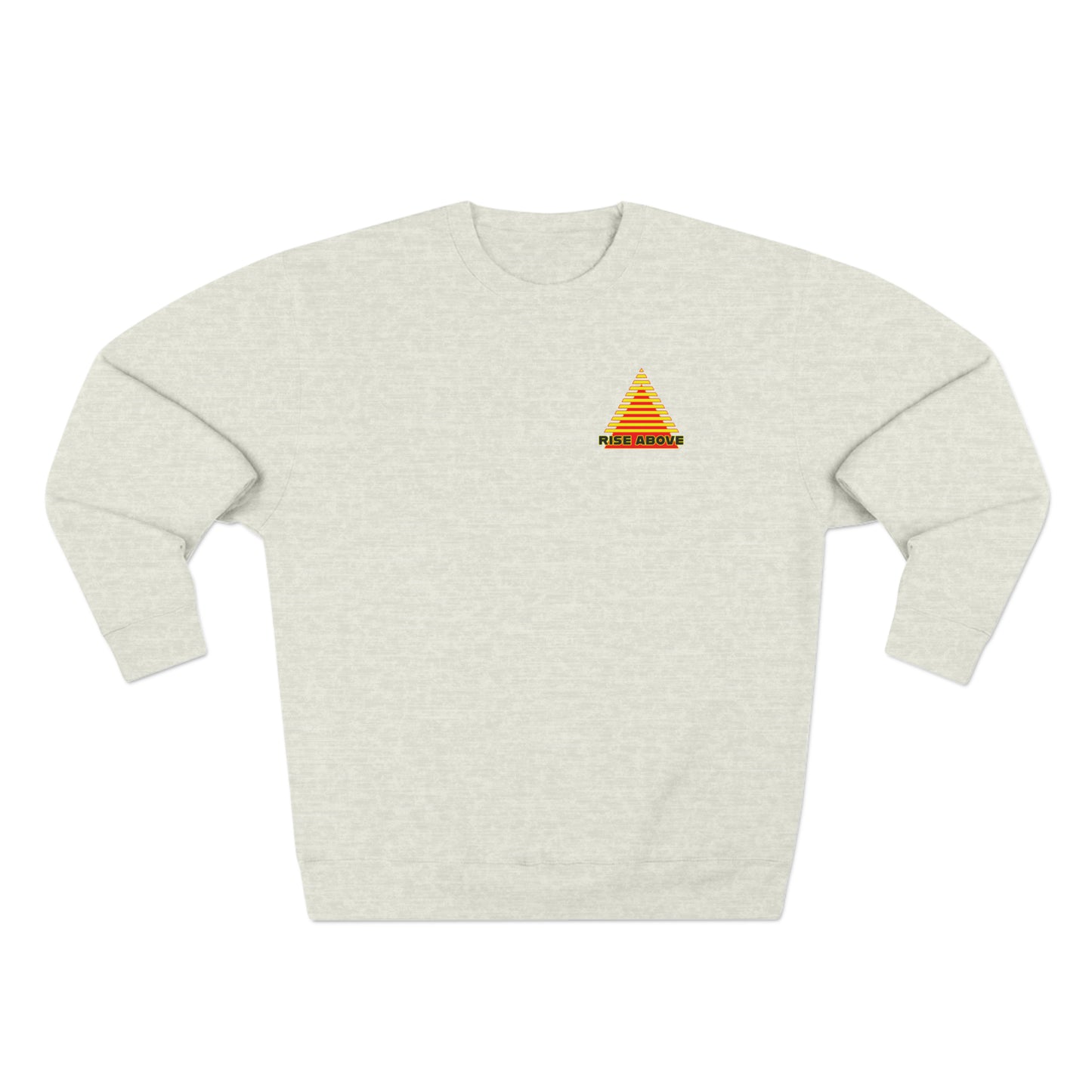 RISE ABOVE presented in yellow and red. Unisex Crewneck Sweatshirt