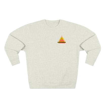 RISE ABOVE presented in yellow and red. Unisex Crewneck Sweatshirt