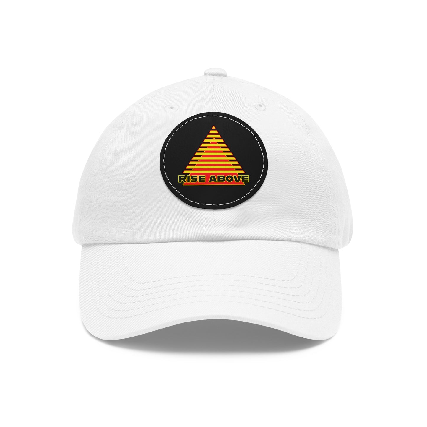 RISE ABOVE Red and Yellow, Dad Hat with Leather Patch (Round)