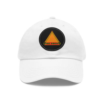 RISE ABOVE Red and Yellow, Dad Hat with Leather Patch (Round)