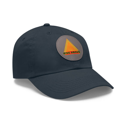 RISE ABOVE Red and Yellow, Dad Hat with Leather Patch (Round)