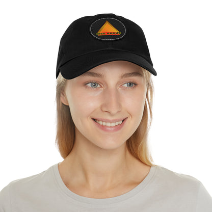 RISE ABOVE Red and Yellow, Dad Hat with Leather Patch (Round)