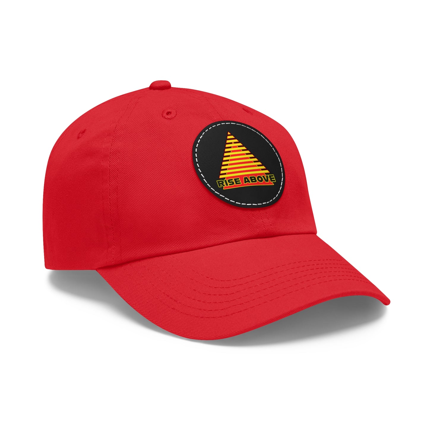 RISE ABOVE Red and Yellow, Dad Hat with Leather Patch (Round)