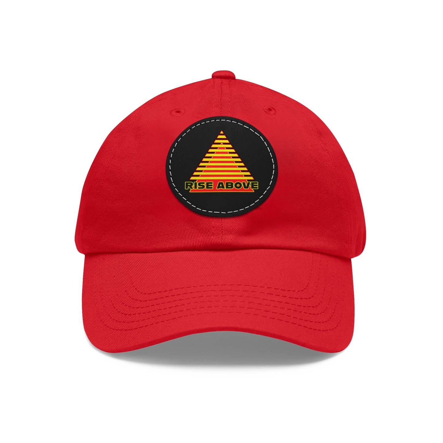 RISE ABOVE Red and Yellow, Dad Hat with Leather Patch (Round)