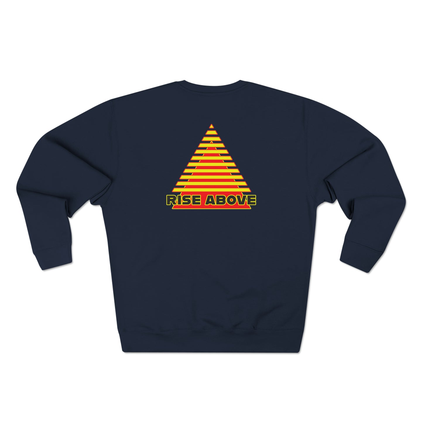 RISE ABOVE presented in yellow and red. Unisex Crewneck Sweatshirt