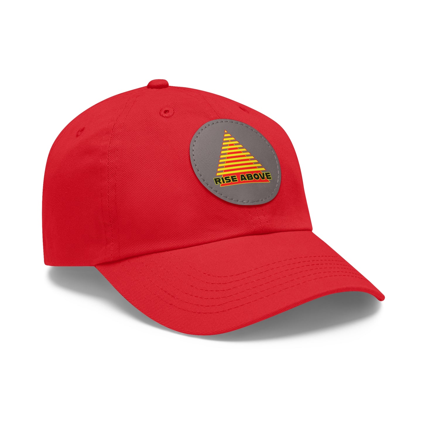 RISE ABOVE Red and Yellow, Dad Hat with Leather Patch (Round)