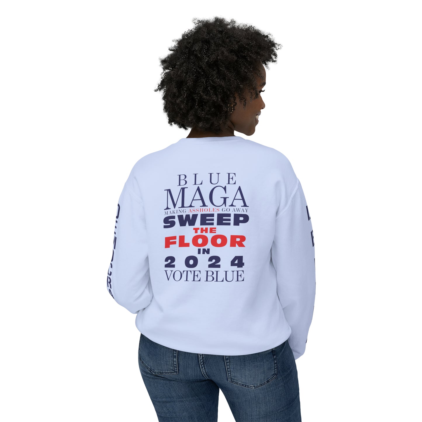 Vote Blue- Sweep the Floor in 2024 Unisex Lightweight Crewneck Sweatshirt