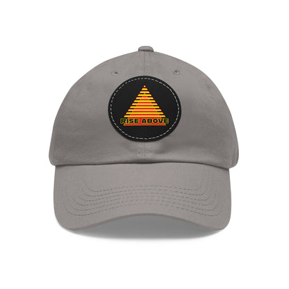 RISE ABOVE Red and Yellow, Dad Hat with Leather Patch (Round)