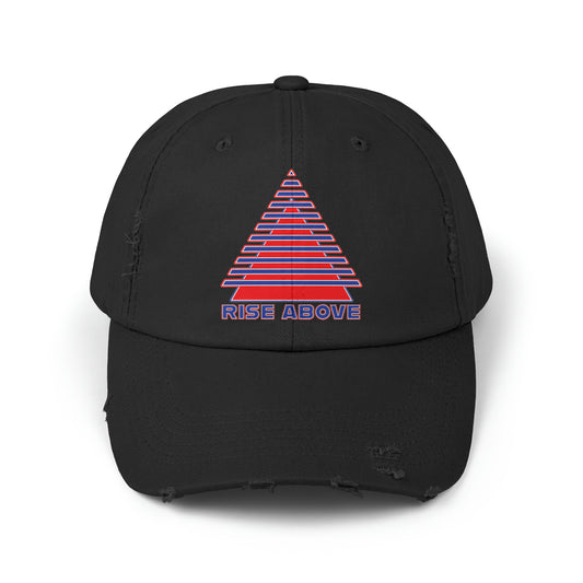 RISE ABOVE Red, White and Blue Unisex Distressed Cap