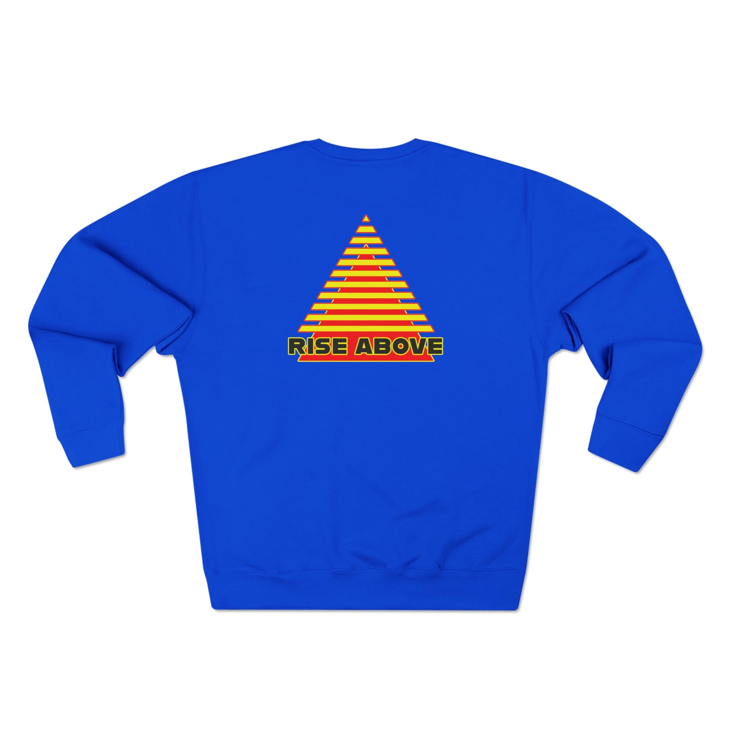 RISE ABOVE presented in yellow and red. Unisex Crewneck Sweatshirt