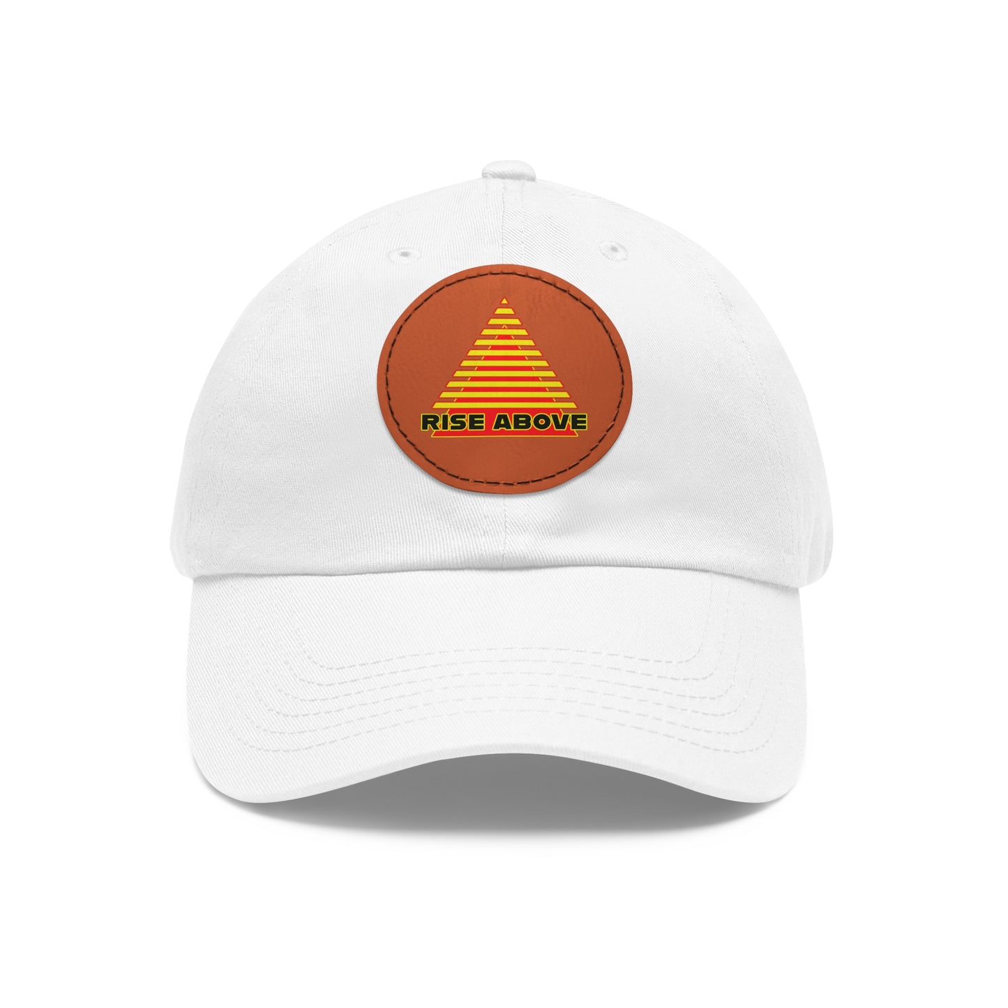 RISE ABOVE Red and Yellow, Dad Hat with Leather Patch (Round)