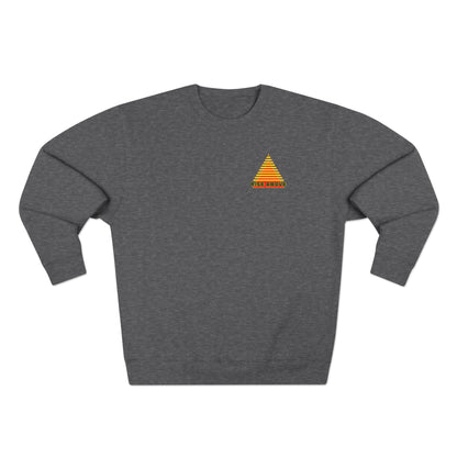 RISE ABOVE presented in yellow and red. Unisex Crewneck Sweatshirt