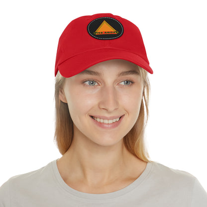 RISE ABOVE Red and Yellow, Dad Hat with Leather Patch (Round)