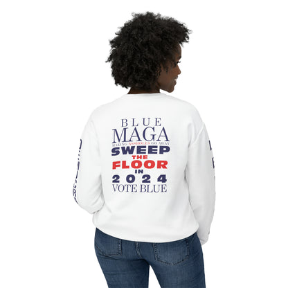 Vote Blue- Sweep the Floor in 2024 Unisex Lightweight Crewneck Sweatshirt