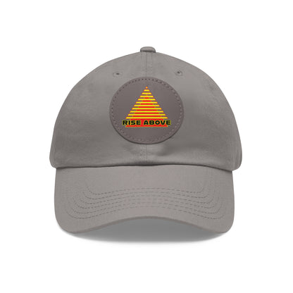 RISE ABOVE Red and Yellow, Dad Hat with Leather Patch (Round)