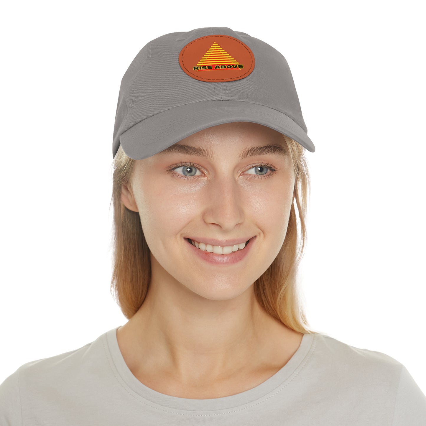 RISE ABOVE Red and Yellow, Dad Hat with Leather Patch (Round)