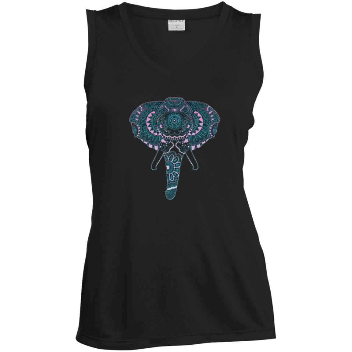 ELEPHANT MANDALA LST352 Ladies' Sleeveless V-Neck Performance Tee