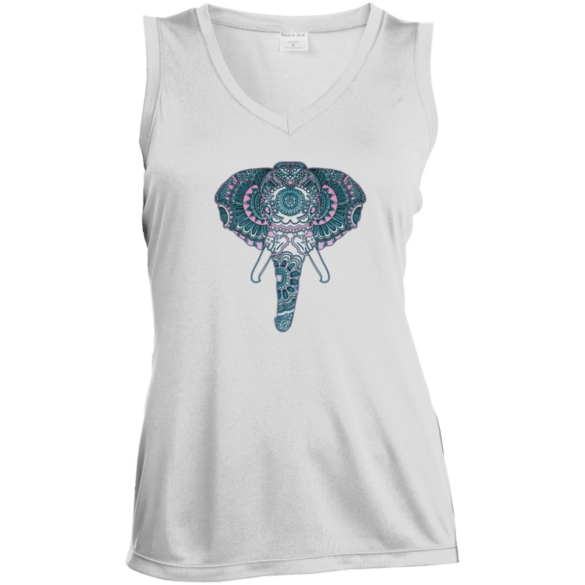 ELEPHANT MANDALA LST352 Ladies' Sleeveless V-Neck Performance Tee